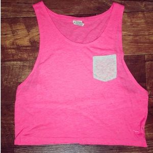 PINK cropped muscle tank